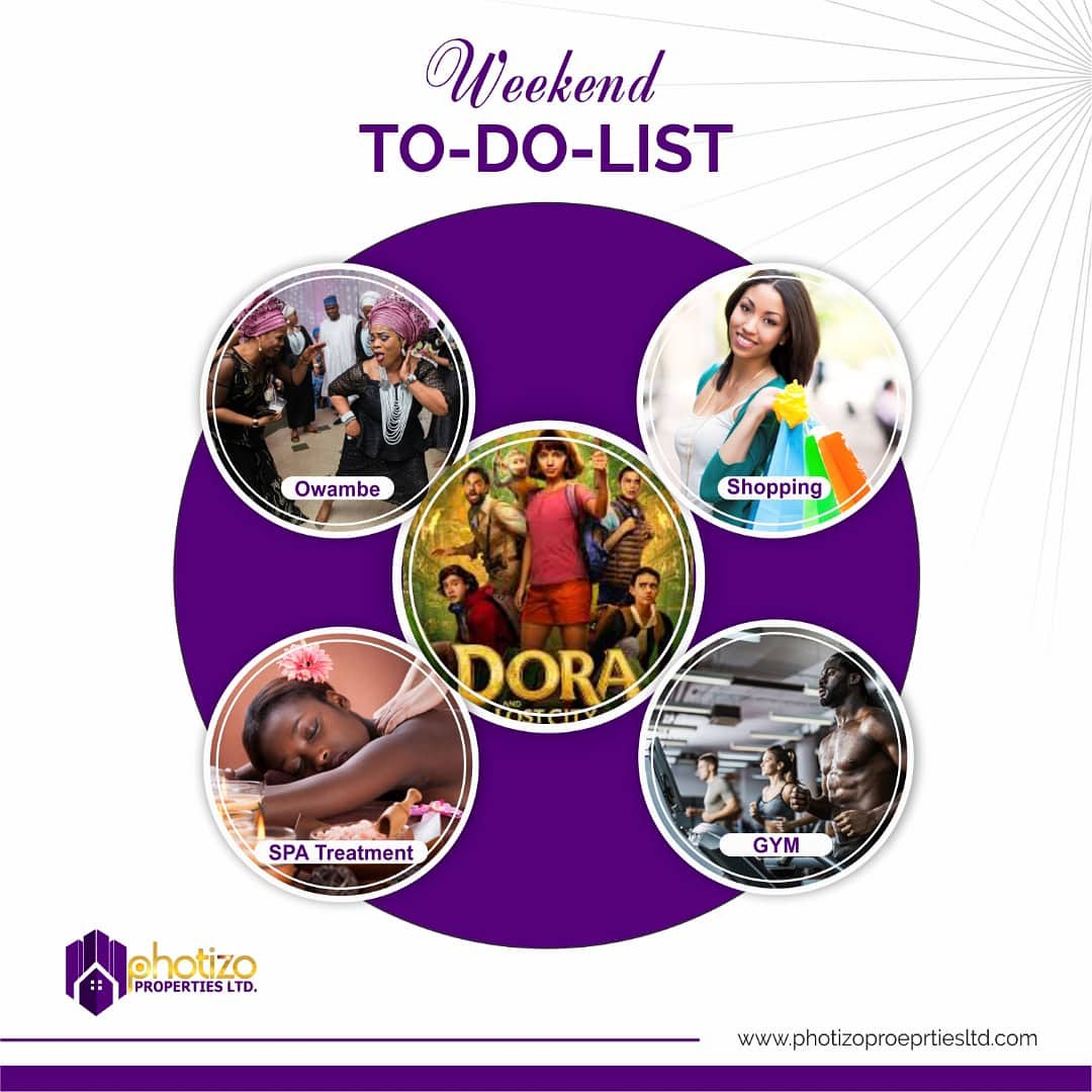 Photizo_Pro1's tweet photo. What are you doing this weekend?
#weekend
#weekendtodolist
#weekendfun
#movies
#weekendmovies
#weekendworkout
#spaweekend
#owambe
#owambeweekend
#weekendgym https://t.co/wIMjspZqTS https://t.co/MXY3iuYZHo