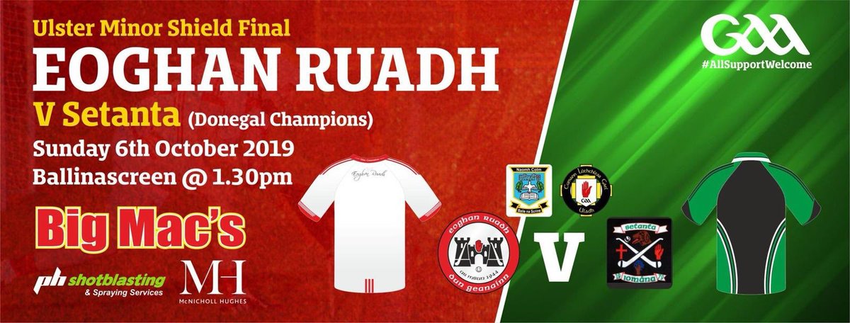 Screen Sunday’s are back! 

All support very welcome for our minor shield final tomorrow. In <a href="/ScreenGAA/">Ballinascreen GAC</a> at 1.30pm