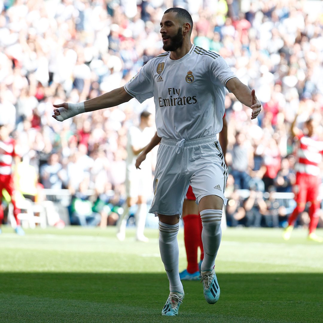 realmadrid's tweet photo. 🔝 ¡Nuestros GOLEADORES!  
⚽ @Benzema
⚽ @hazardeden10
⚽ @lukamodric10
⚽ @jamesdrodriguez
#RMLiga | #HalaMadrid https://t.co/cLIUTkpBNN