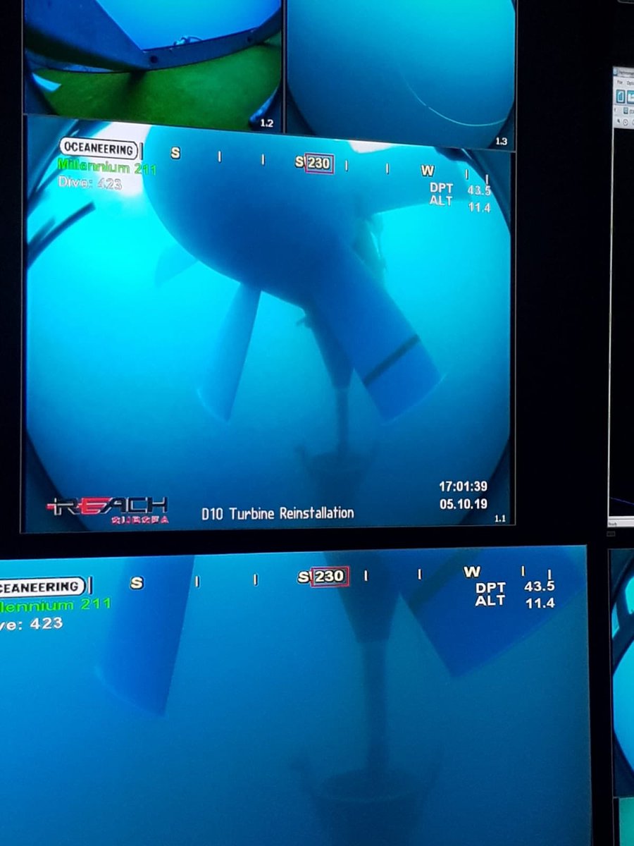 SabellaTidal's tweet photo. And now D10 tidal turbine is back on her gravity based foundation: next steps in 6 hours at the following slack tide for the connection to the export cable. https://t.co/r4T2OZ2kL8