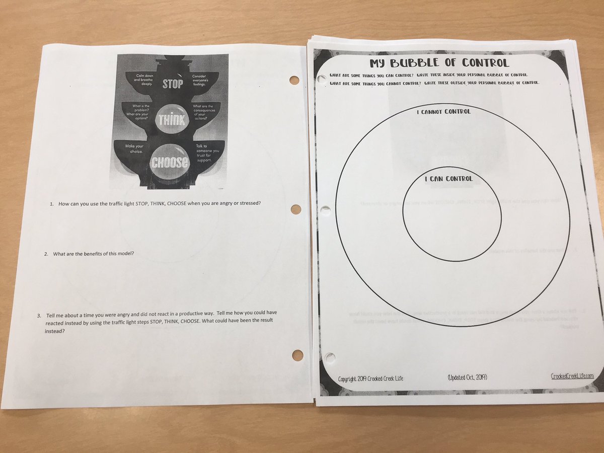 StewardsonHWDSB's tweet photo. The last two station activities for anger management &amp; stress relief... @calm app for breathing, relaxation, and meditation... handout with bubble of control 🔘 &amp; stoplight model STOP THINK CHOOSE🚦 #PersonalLifeManagement #HIP4O @Churchill_HWDSB @SWCHumanities https://t.co/WCjQqgMu2N