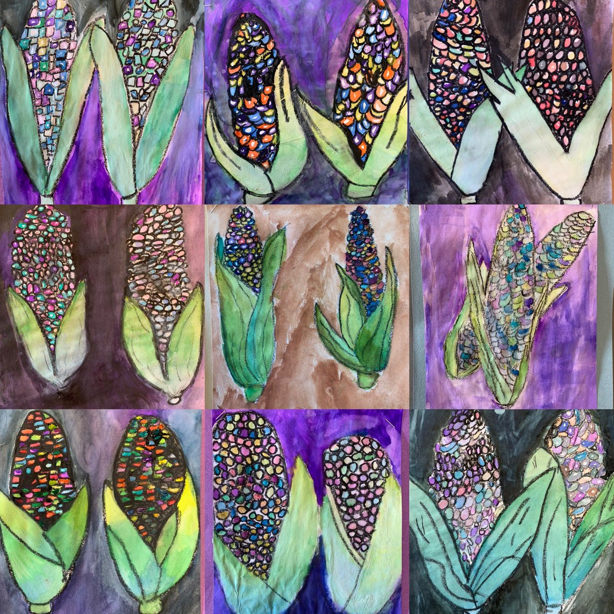 nic_sisco's tweet photo. #corn #crazycorn #colors #watercolorpainting #middleschool #art #6thgradeart https://t.co/uozOA5G8mD