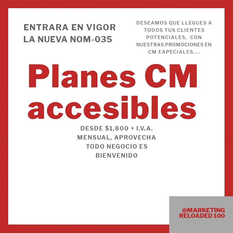 marketingreloa2's tweet photo. Se acerca la entrada de la #Nom035 muchos #negocios pueden obtener más contratos y ventas derivado de esto, por ello pensando en tu crecimiento, realizamos planes justos, para que puedas crecer damos #leads no palabras. https://t.co/GhaW5TV7IL
