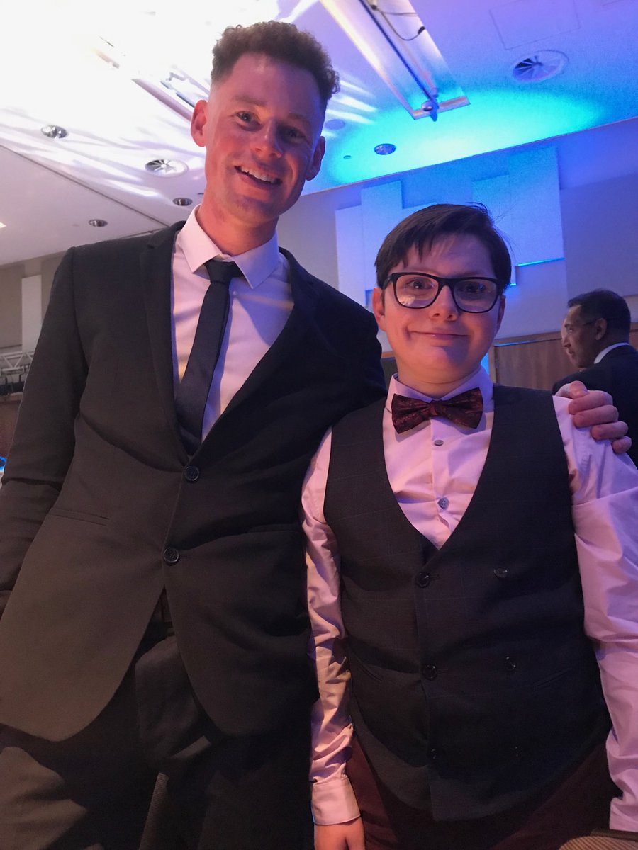 ADnextgen's tweet photo. Andy and me at the ADHD umbrella Ball last night in Liverpool ... rocked the floss! Make sure you practice the “windmill” Emma Weaver!  #Marcusandandyumbrellagang https://t.co/eD2kD86maw