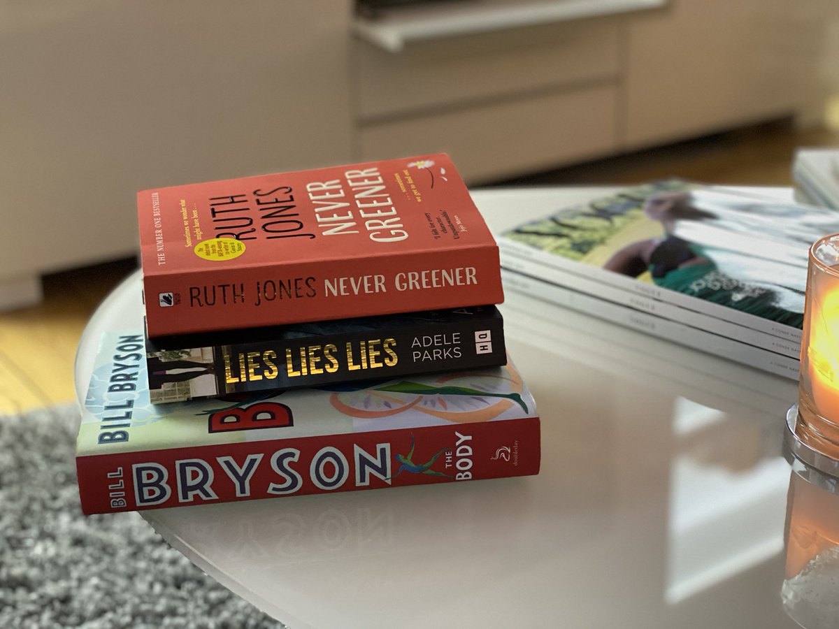 jane_browell's tweet photo. Couple of great reads finished this week @adeleparks #LiesLiesLies and #RuthJones #NeverGreener. Next up #BillBryson #TheBody-A Guide for Occupants @doubledaybooks @penguinrandom @HarperCollins https://t.co/uuEQ5HzruW