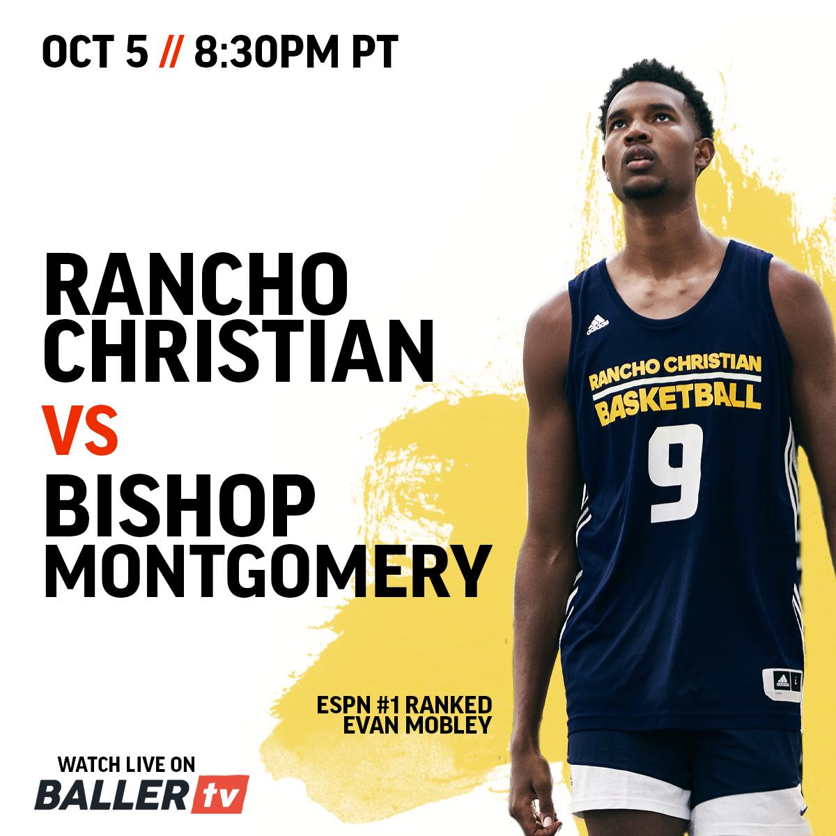 Rancho Christian 🆚 Bishop Montgomery
👉 w/ @evan_mobley7, <a href="/DominickHarri2/">Dominick Harris 🦹🏾‍♂️</a>, <a href="/rchshoops/">Rancho Christian Basketball</a>, <a href="/I_D_Johnson/">Isaiah Johnson</a>, Ashton Hardaway, and <a href="/BMHSHoops/">BMHS Basketball 🏀</a>

⏰ 8:30PM PT / 11:30PM ET 
📺 Watch LIVE at bit.ly/2OrBqc2