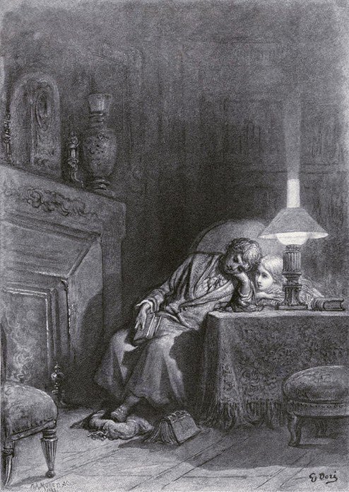 elijohn_art's tweet photo. Night 5 of 31 #31daysofhalloween 
Gustave Dore’s hauntingly beautiful illustrations for Poe’s ‘The Raven’ published in 1883 https://t.co/5Mwc0wf2tQ