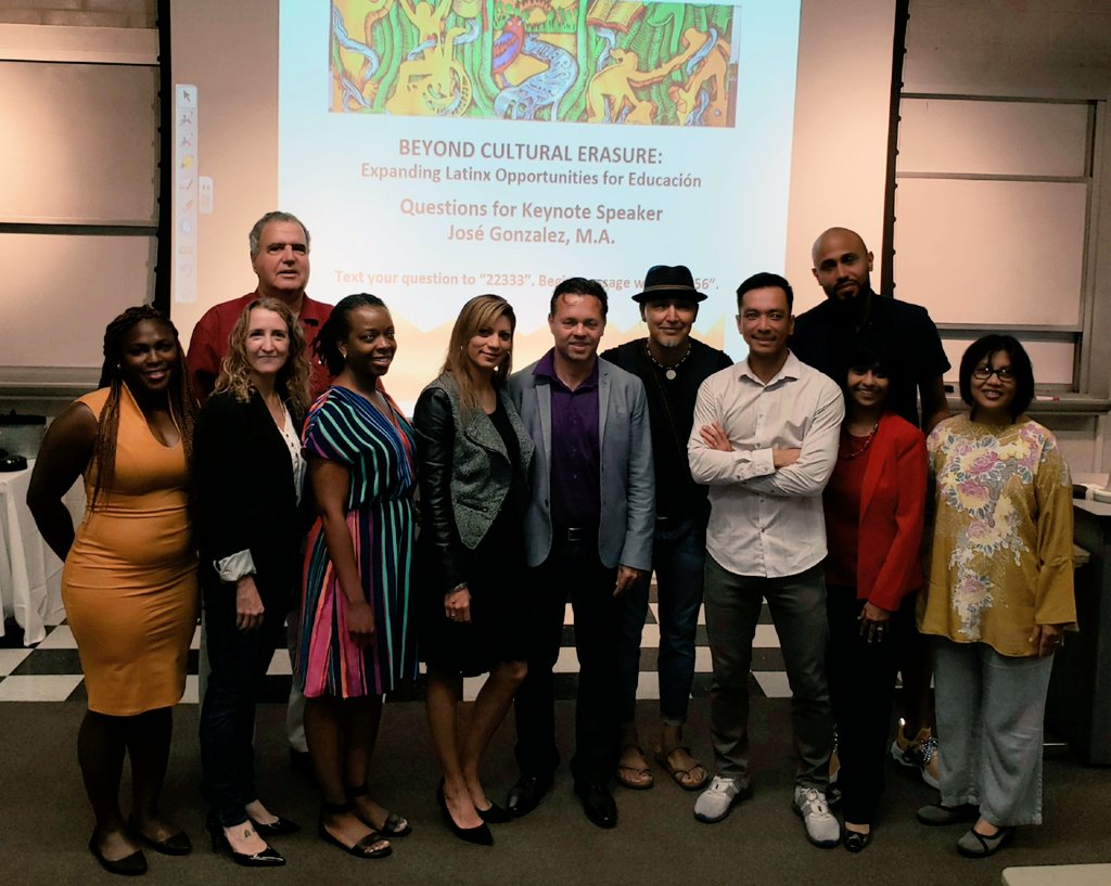 PTREJ0's tweet photo. What an incredible collaboration w/@FloridaAtlantic University. Thank you for helping to provide an enriching professional development experience for our @pbcsd teachers. @FHH_FalconFury Hispanic/Latino students share their personal stories &demonstrate resiliency @ForestHill_LIA https://t.co/8xKIdQM7mn