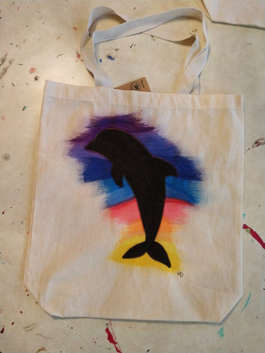 Gifted_Grackle's tweet photo. Custom hand drawn / hand painted reusable shopping bag with bottlenose dolphin silhouette.
https://t.co/MfrsG8oO60 #dolphin #bottlenosedolphins #reusableBags #marketbags #beachbags #canvastotes #customorders #shoppingbags https://t.co/xWef91dQWp