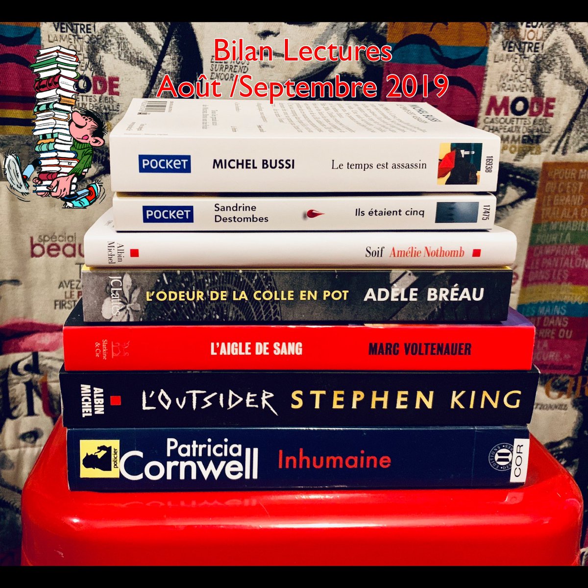 SofieBooks's tweet photo. Merci
 @TheAdele32 @LattesLeMasque ,  @EmmaVonthronK @Pocket_Editions pour @s_destombes 
@ClubSTEPHENKING  pour @StephenKing 
@SlatkineParis pour @marcvoltenauer 
Mes retours de mon #bilanlectures 
@michelbussi @1pcornwell @AlbinAnneMichel 
#livre #lire #lecture #amelienothomb https://t.co/JdpZVu3vtz