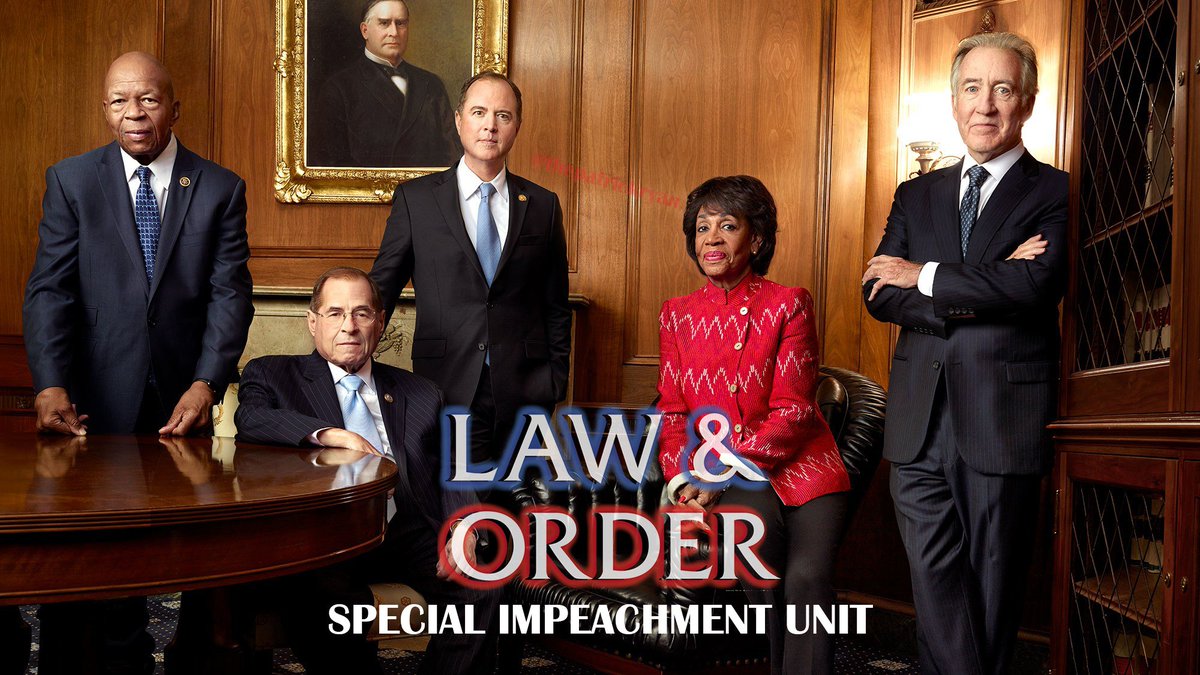 thepatrickryan_'s tweet photo. Not pictured, Speaker Pelosi.
Dun Dun.
#Impeachment #ImpeachTheMF
@RepMaxineWaters @RepAdamSchiff @RepCummings @RepJerryNadler @RepRichardNeal #CommitteeChairs @TeamPelosi @SpeakerPelosi #LawAndOrder https://t.co/y8je2yC9xX