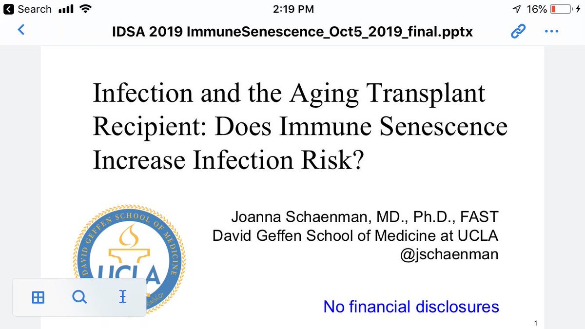 jschaenman's tweet photo. Stay tuned after Back to Basica in #TxID for The Compromised Immunocompromised Host including my talk on immune senescence and the older tx pt—see attached title slide and list of key references and thx for the shout out @EmilyBlumbergMD and also @IACucla https://t.co/LtX8L1FHSZ