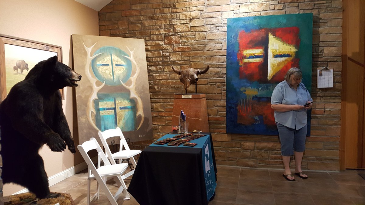 catinthewild's tweet photo. The lobby of the Museum of Native American Culture features art by Lou Monti, each of his paintings represents a different spirit guide. #art #nativeamerica #arkansas 
Walk through the lobby to get to various indoor speaking events tonight and tomorrow https://t.co/8XAbBy0UEd