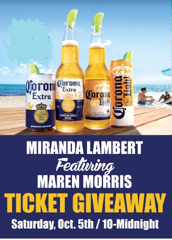Come out tonight for great drink specials and a chance to win Miranda Lambert/Maren Morris tickets!