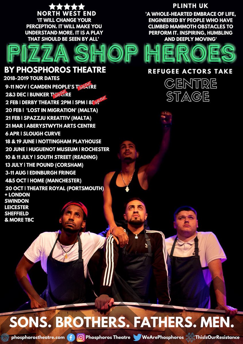 GMIAU's tweet photo. Today our All4One youth group went to see the absolutely brilliant Pizza Shop Heroes by @WeArePhosphoros. Inspiring, funny and heartbreaking stories of seeking asylum in the UK as a young person. You are all heroes! Big thanks to @HOME_mcr for the tickets #Homeinspires https://t.co/umzkpU0Fle