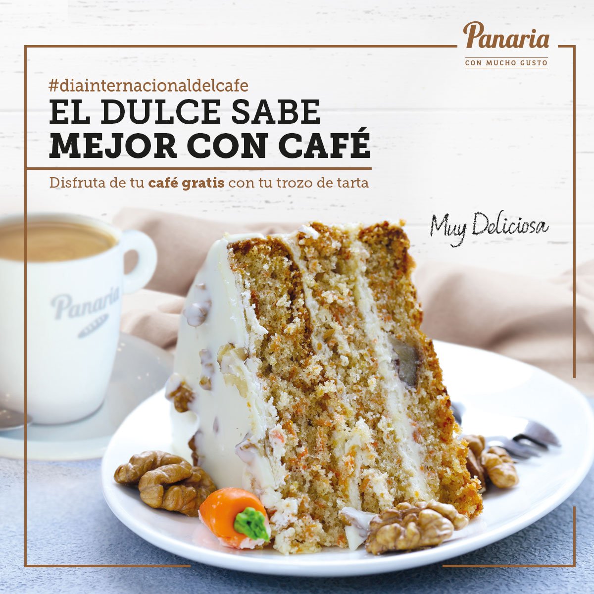 ¿NOS TOMAMOS UN #CAFÉ? ☕ Saborea un café gratis con tu trozo de tarta. ¡Feliz día mundial del café* hasta el 15 de octubre! ☕✨
.
Locales asociados ➡cort.as/-S3aG
.
*Solo, cortado o con leche.
#Panaria #ConMuchoGusto #DíaMundialCafé #InternationalCoffeeDay