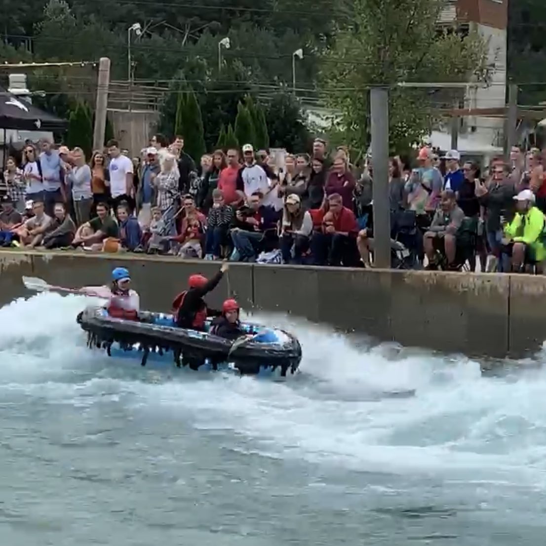MsBeckham8th's tweet photo. Our students designed and built a boat for the USNWC boat challenge. Then 3 inexperienced, scared teachers survived the rapids! #gcsk12 #designthinking @usnwc @CramertonMS https://t.co/wREWphW6S4