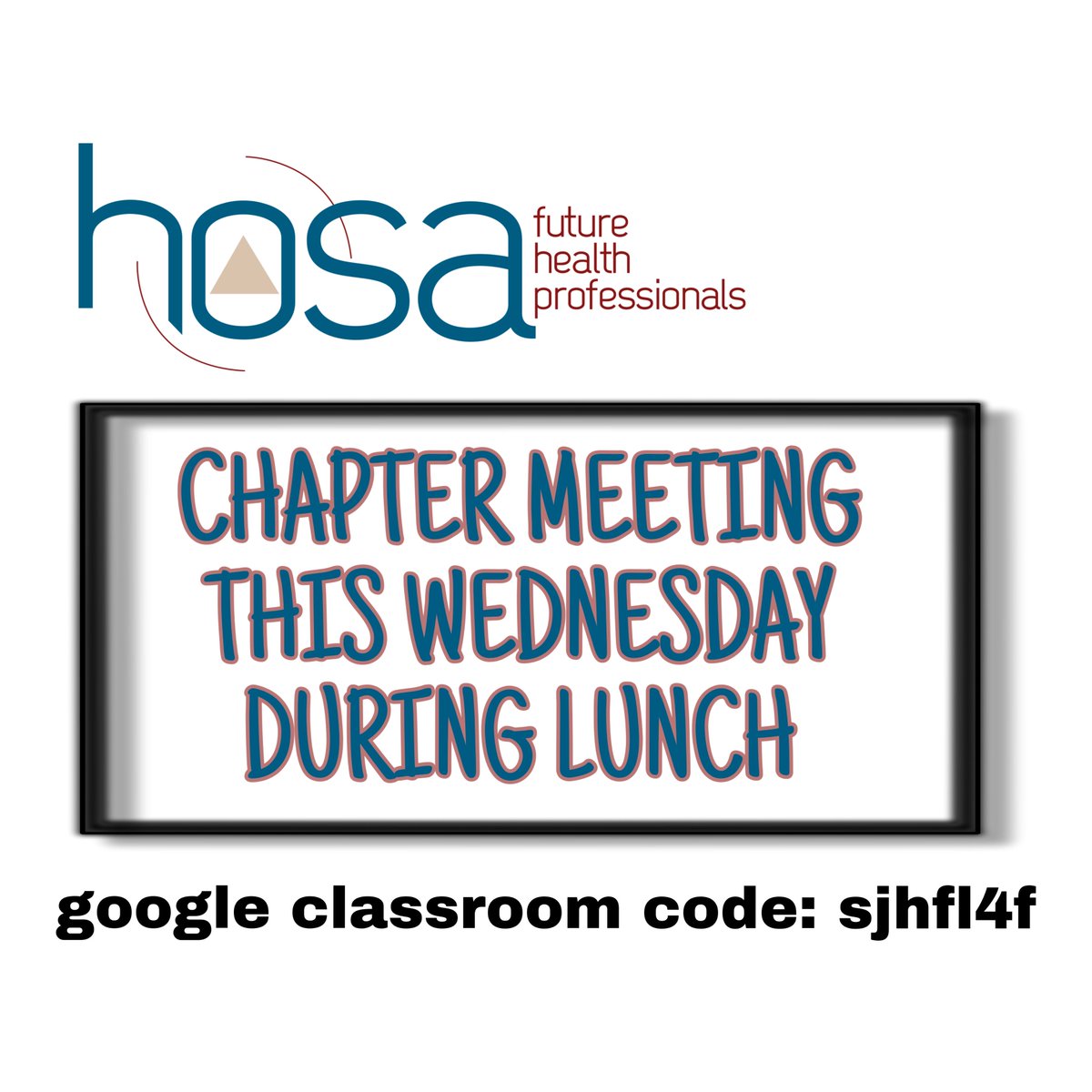 hosa_summit's tweet photo. Chapter Meeting this Wednesday at lunch in room C135! If you have not paid your $30 member dues, please do so by this meeting! Also, join the google classroom if you haven’t already! https://t.co/j166ETlWzm