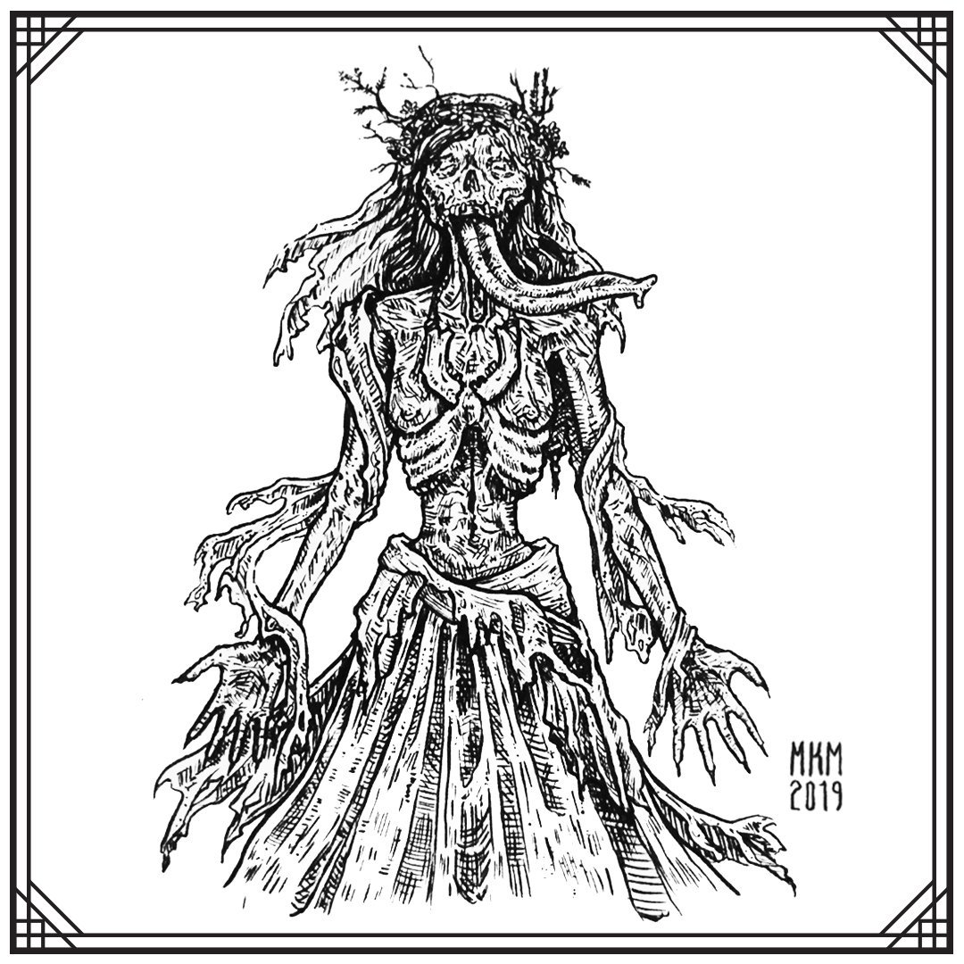 MiriamKarina's tweet photo. #Day3 Noonwraith from #TheWitcher3
Loved this one to DEATH 🖤 hurt my hand tho.
#artistsontwitter #sketchbook #inktober2019 #inks #noonwraith #ghoul #undead #tongue #corpse #bride #miniboss #gaming #fanart https://t.co/tsghWipihp