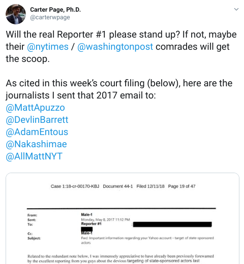 The reporter responsible for Felony #2 was masked as Reporter #1 in the Wolfe indictment but slyly revealed by  @carterwpage as  @nakashimae when he leveraged a female identifier dropped by prosecutor Jessie K. Liu to eliminate 4 other male contenders! Hi Ellen!