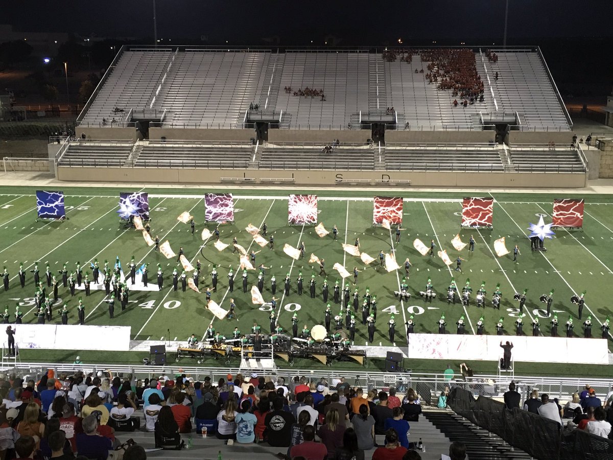 The Burnet High School Band performing the 4A Exhibition with their show “The Spark”. #VRMF19
