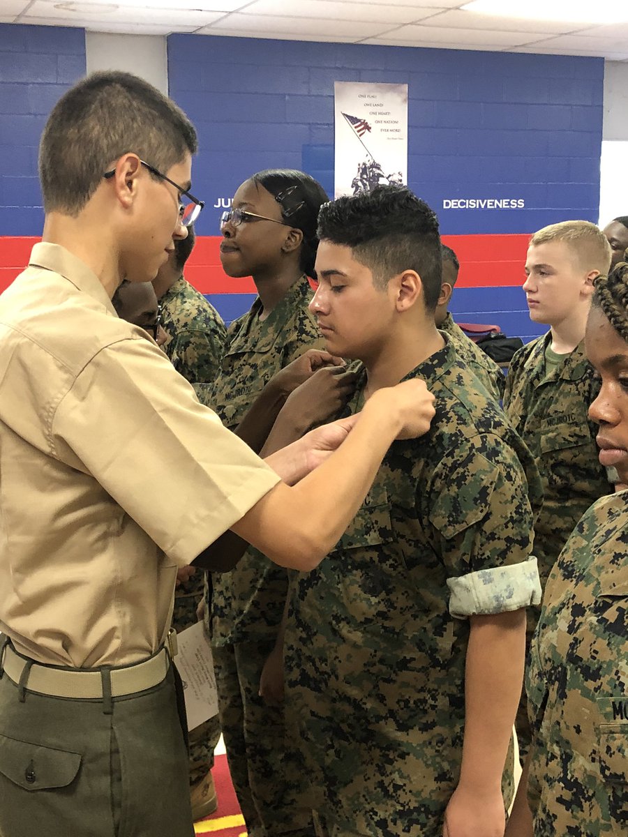 ValleyShades's tweet photo. First promotions of the 2019 academic year.  Also the first time in the three year program that cadets were promoted by their own cadet officers.   The Mountie Marines are on their way! Congratulations promotees! @JEFCOCareerTech @JEFCOED https://t.co/QRYHNrCkOe