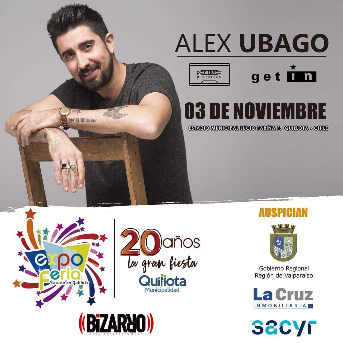 AlexUbagoChile's tweet photo. ¡No te puedes perder a @AlexUbagoficial en la #expoqta2019 😱😍 Compra tu entrada en @ticketpluscl o en las oficinas de turismo ubicada en plaza de Quillota
@LaCruzInmob @SomosSacyr  @bizarrolivecl @quillota2018 @GetInMusic @PFYGProdu @muniquillota @doctormella https://t.co/Rml0104O2W
