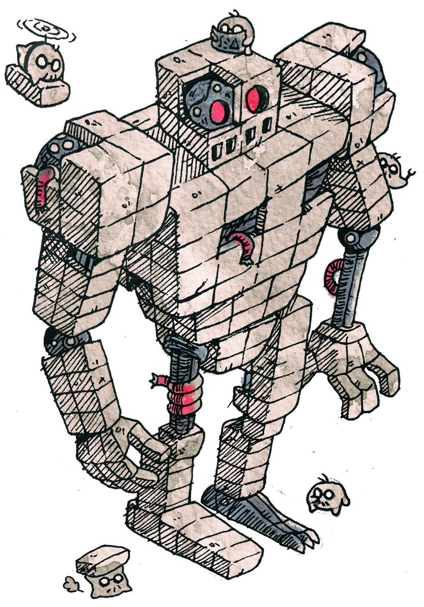 BynineB's tweet photo. #inktober day 5 - builders. small, resourceful creatures who construct huge machines to do their bidding. they’re shy by themselves but when piloting a machine they become arrogant and cocky. #art https://t.co/JvhTcwUH7S