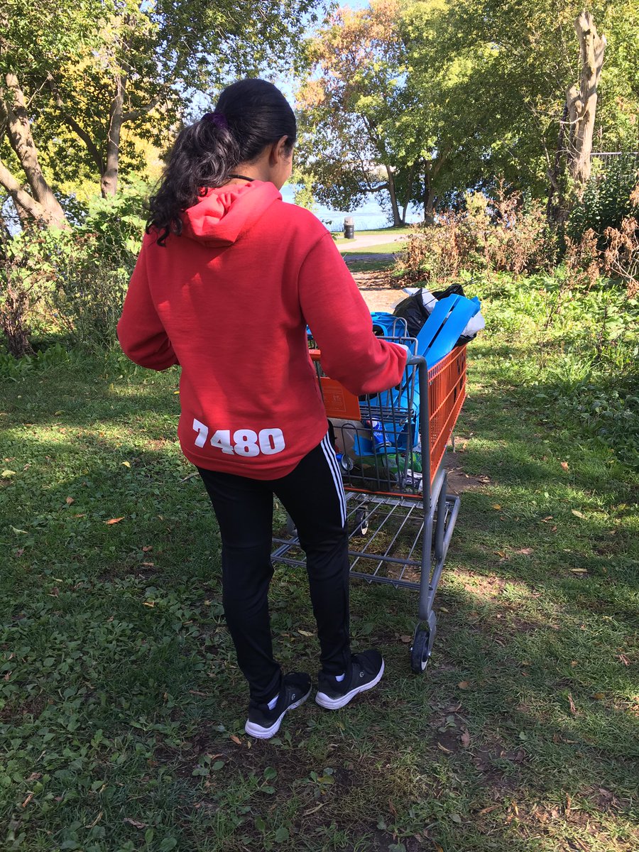 frc7480's tweet photo. Some members of @ktownmavericks team 7480 cleaning up a park and playground in Kingston.  Fortunately, we found an old “Recycle Rush” robot to carry our garbage. 😉#FIRSTProjectGreen @CANFIRST #ygk https://t.co/SZELhCGkU8