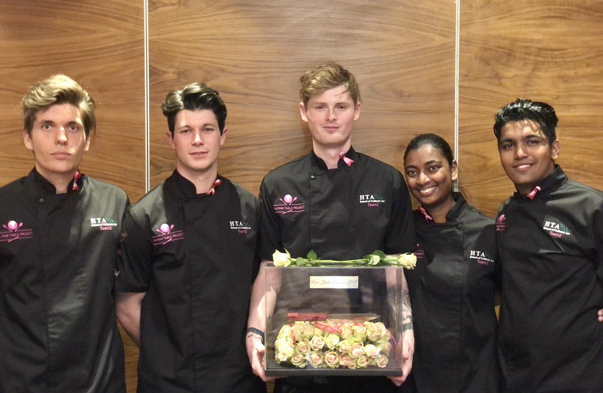 HTAchefschool's tweet photo. Well done to the team on their victory at the The Pink Table Project #rosebladenouveau tonight!
#htaschoolofculinaryart
#pinktableproject
#pinkmenuchallenge
#PinkMenuSelectChefsTable https://t.co/tC2tLlFBKy