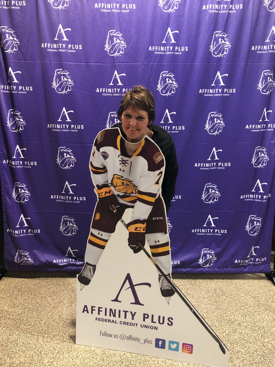 UMDChamp's tweet photo. .@Affinity_Plus Fan Photo Booth at @UMDWHockey today!  Stop by and grab a photo. #BulldogCountry https://t.co/Lo5yVgFXJV