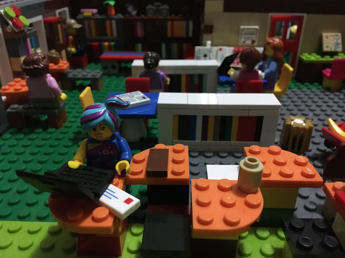wclibraryplus's tweet photo. In honour of @LibrariesWeek next week here is a #LEGOlibrary of the future created by one of our Academic Developers! There are plenty of study spaces in this Lego library especially outdoors! Take a reading walk in the woodland retreat or have a study day in the treehouse! https://t.co/HeKQwGFEGD
