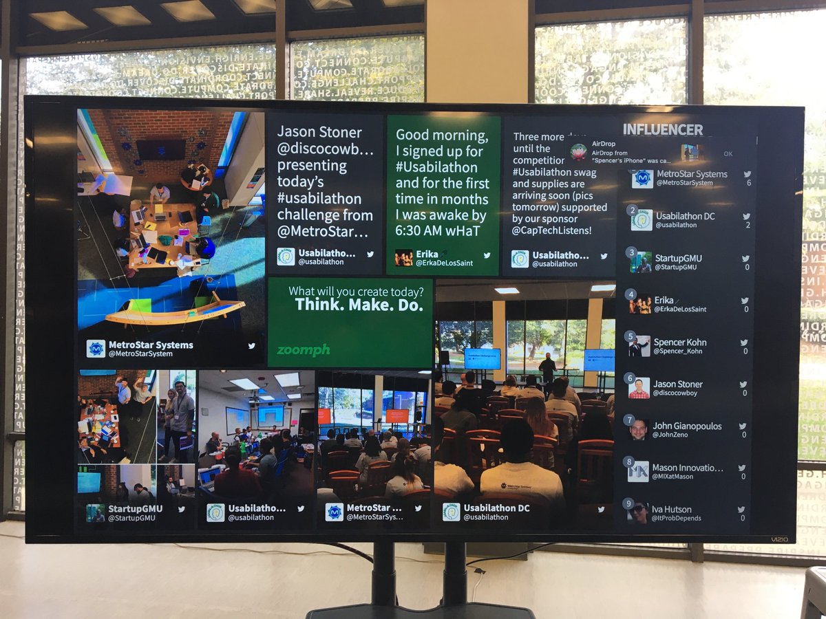 Our ⁦<a href="/Zoomph/">Zoomph</a>⁩ social media board! Follow the day’s events using our hash-tag: #usabilathon