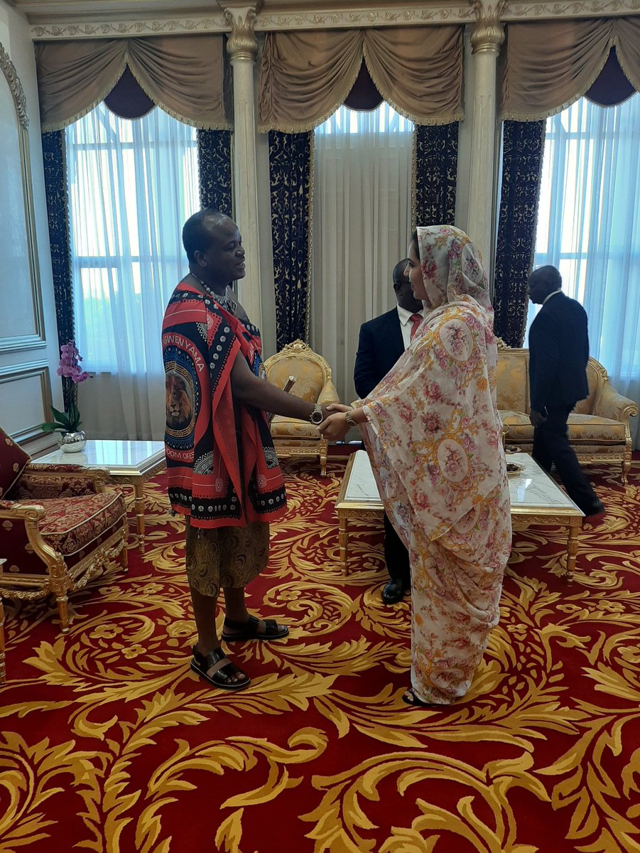 RFE_Officiel's tweet photo. Honored &amp; privileged to be received, as Chairperson of African Union STC-TIM, by His Majesty King Mswati III &amp; for being among His Majesty's Distinguished Guests at this landmark initiative official launch #AfCFTA #AUC #SADC #ECommercePlatform #Eswatini https://t.co/bxlwqRucff
