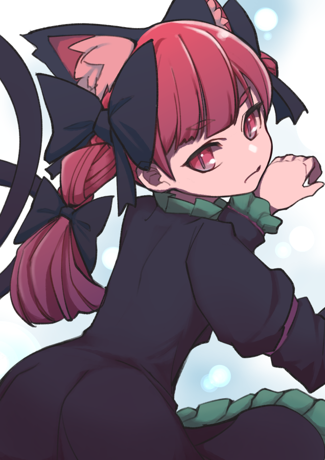 kaenbyou rin 1girl animal ears solo tail red hair cat ears red eyes  illustration images