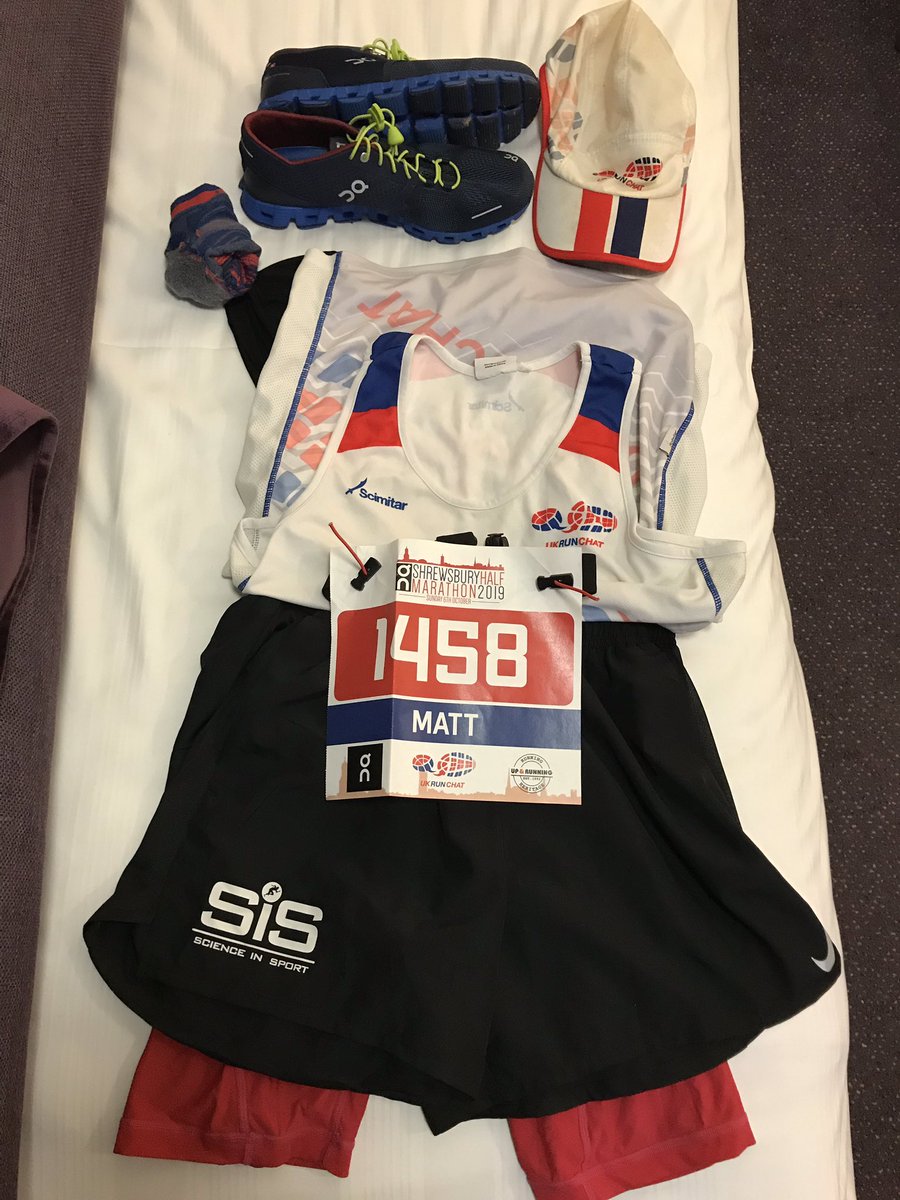 Kit ready for #tailrunning duties at <a href="/Shrewsburyhalf/">Shrewsbury Half Marathon</a> lets hope it’s dry tomorrow #ukrunchat #fuelledbyscience
