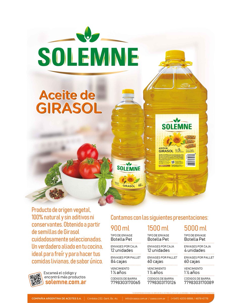 caasa_oficial's tweet photo. De origen 100% vegetal extraído de semillas de distintas variedades de Helianthus annuus L. y refinado con tecnología de última generación que permite preservar las características nutricionales de origen. https://t.co/3Oky5NRK7M