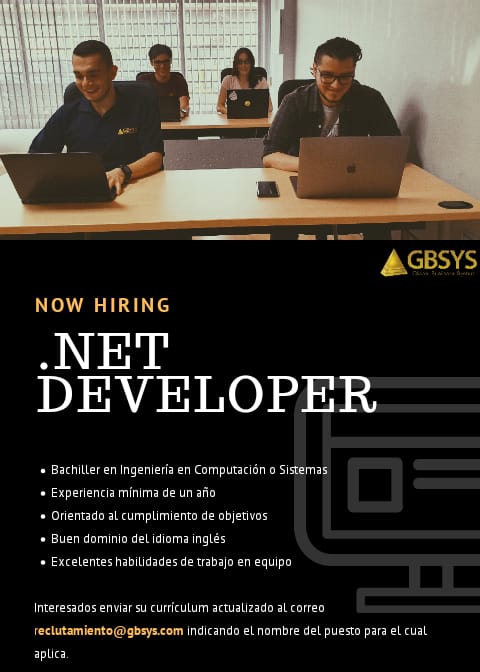 gerardobrenes's tweet photo. Estamos contratando desarrolladores en Java y en .NET. Interesados enviar su Curriculum Vitae a reclutamiento@gbsys.com https://t.co/CBoijKsRvo