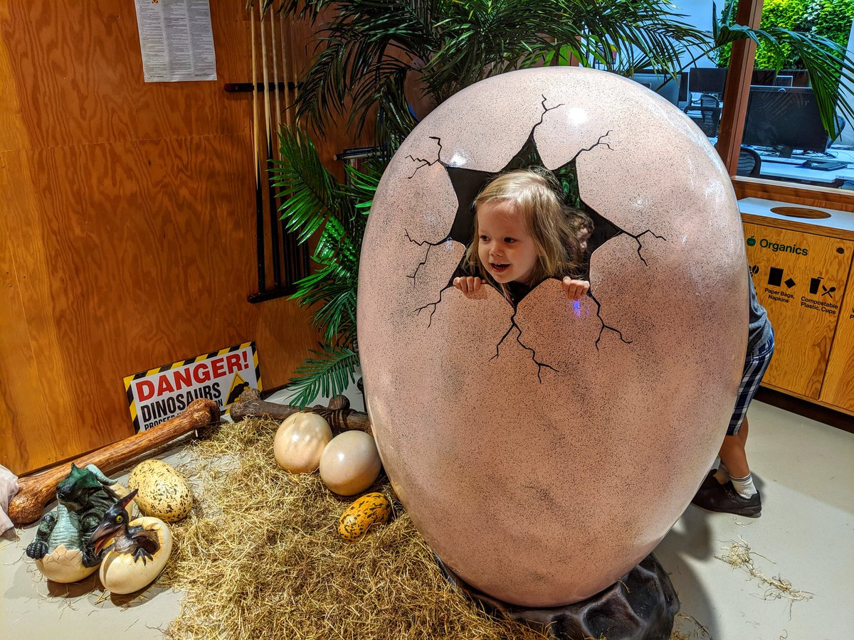 kaanmamikoglu's tweet photo. Today was our first take your kids to work day at @Facebook. It was an amazing event, full of super fun activities and yummy food, all around the dinosaur theme π¦π¦ Emily enjoyed every bit π I'm happy to be a part of this culture π #FBKidsAtWork https://t.co/NU2VbQtngE
