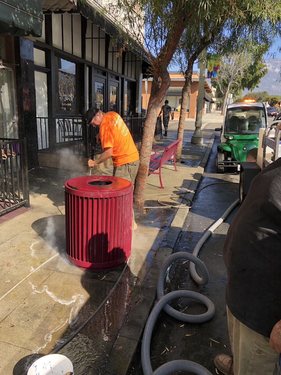 PrideUpland's tweet photo. Downtown looks that much better today! Curbs done! Pressure washing done! Trees trimmed done! Trash removal done! Thank you all volunteers! We appreciate you! @TotalCleanServ @City_of_Upland @jonandkenshow @ABC7Leticia https://t.co/HzWtnmiUHg