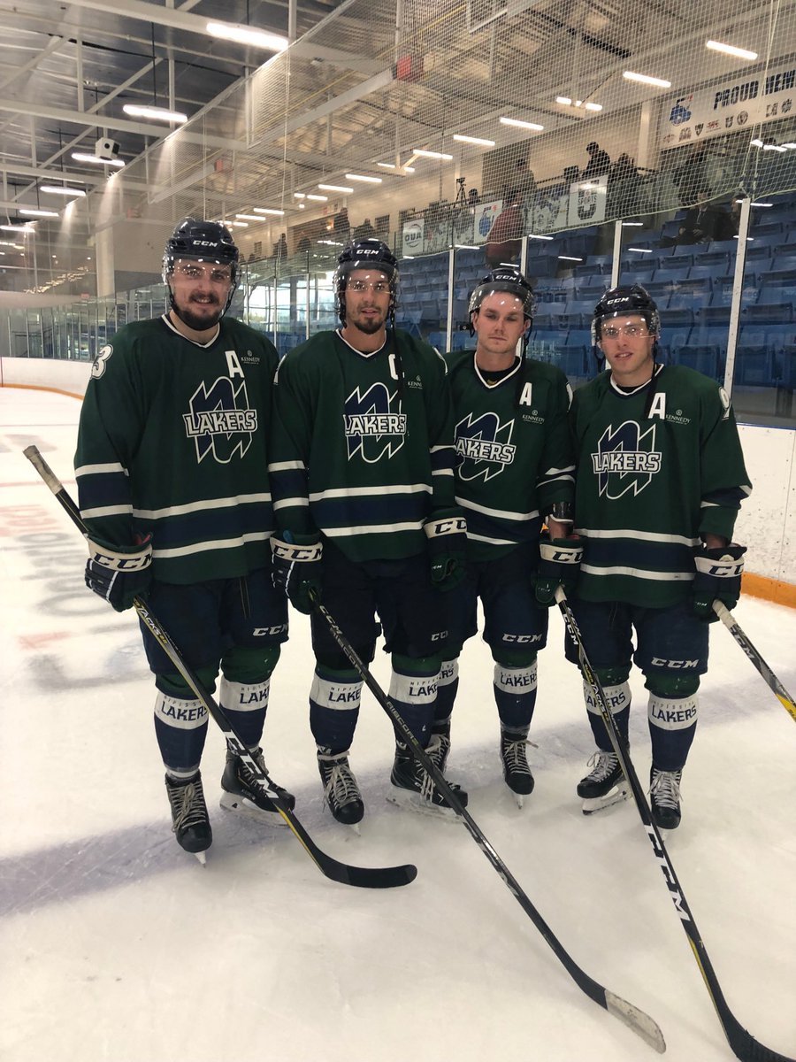 Congratulations to our new leadership group leading by example in 2 wins vs Ontario Tech both games 4-1. Stellar goaltending by Moran!!