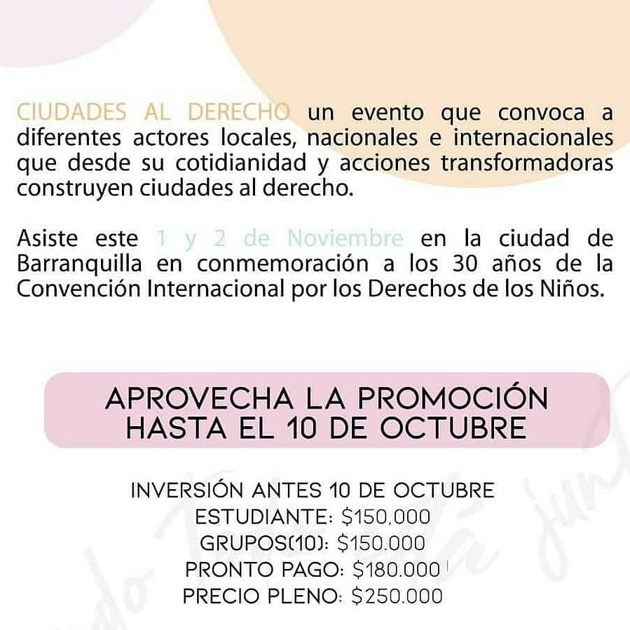 FundTiempoFeliz's tweet photo. Ciudades al derecho es un espacio dedicado a maestros, estudiantes universitarios, padres, cuidadores y todos los interesados en las iniciativas de cuidad en torno a la Infancia.
Aparta tu cupo y asiste el próximo 1 y  2 de noviembre 🗓 

#redsolare #ciudadesalderecho #foro https://t.co/6Od1LZVf7h