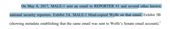 Someone else that “learned that Wolfe had been involved” around this same time was  @carterwpage.Weeks after FBI opened its investigation & narrowed to Wolfe as a suspect, Carter was emailing taunts to  @WaPo &  @nytimes reporters with James Wolfe *blind copied* as a recipient.