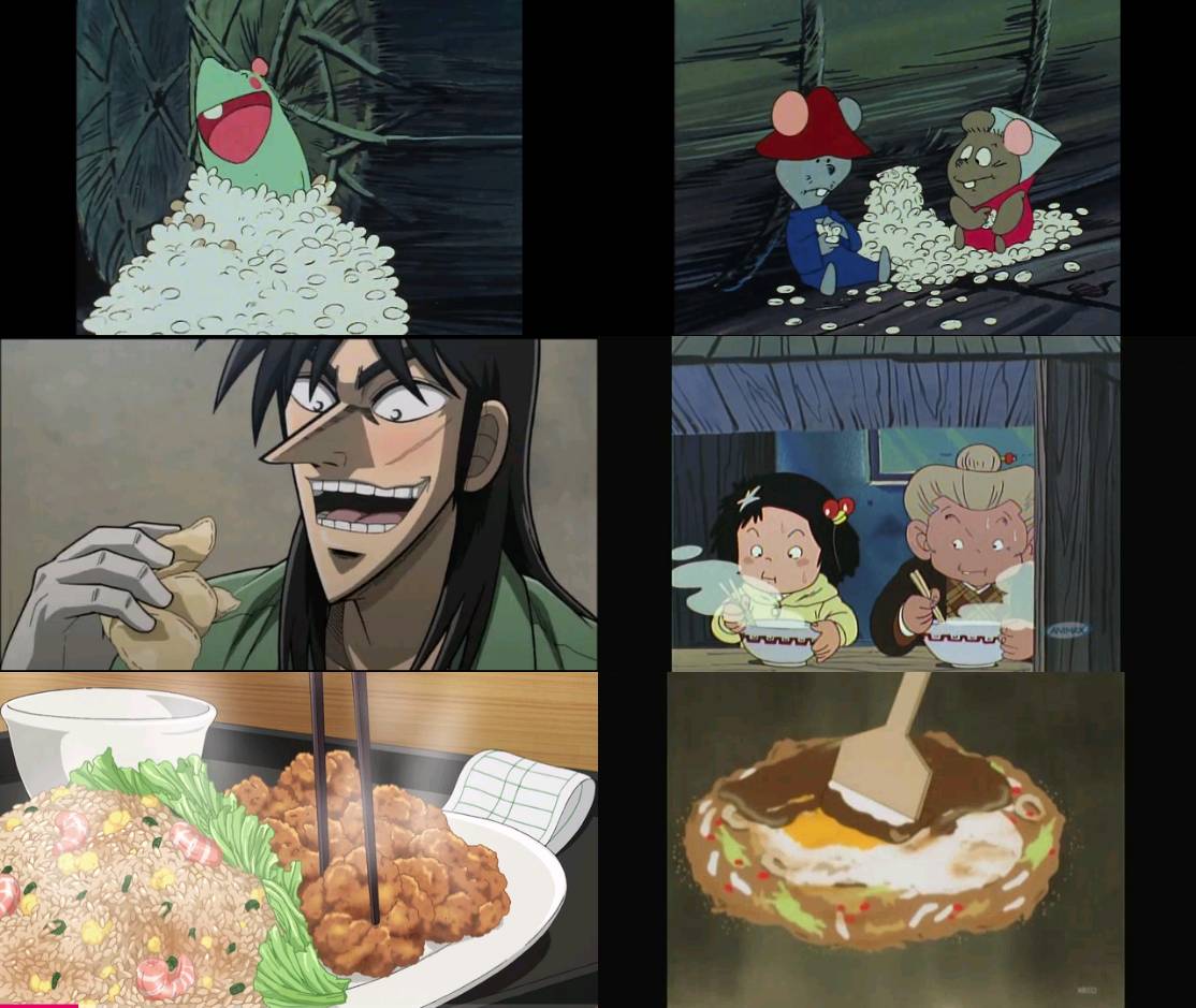 まきもgpfb 高屋敷氏脚本ガンバの冒険18話9 何はともあれ食べ物を探すことにしたガンバ達は 途中で猫に襲われるも 高倉に侵入して米をたらふく食べる とにかく美味しそうな食事シーンは定番 カイジ2期 じゃりン子チエ グラゼニ チエちゃん奮戦記 脚本