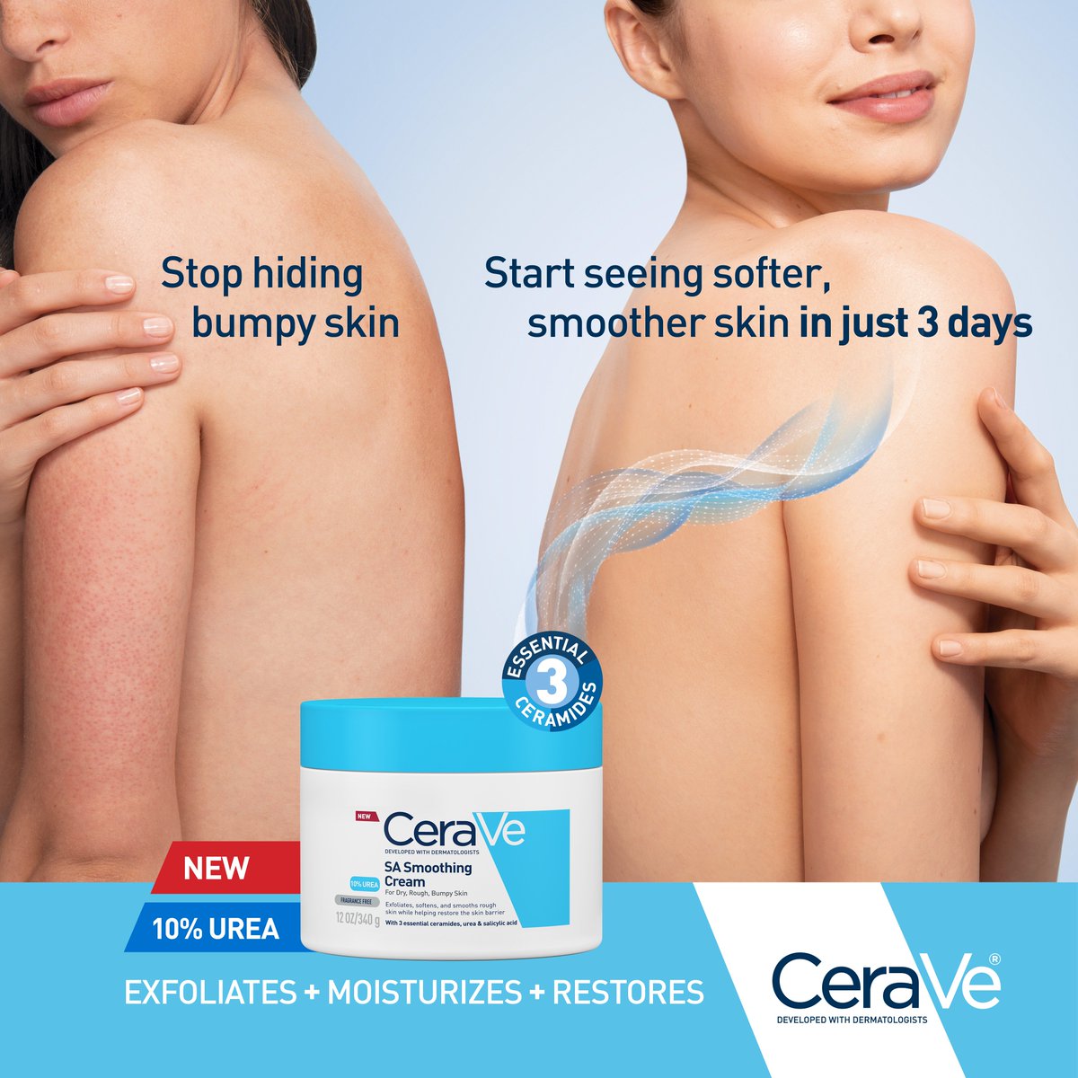 Tom Allison on X: "NEW #CeraVe SA Smoothing Cream! 94% of consumers said  their skin felt smoother, softer, and more hydrated after just 3 days.  Smooth away rough and bumpy skin for