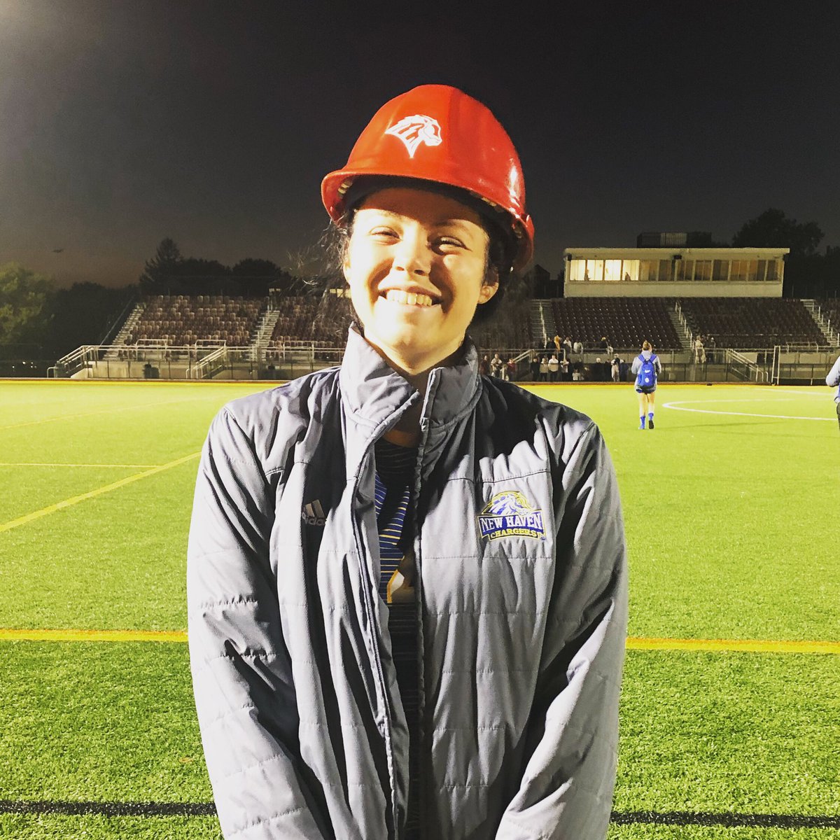 UNewHavenWSOC's tweet photo. A really hard fought battle tonight! And a really positive performance from Kaitlyn who received the hard hat from her team mates! #keepgrowing #positivechange #moregamestogo #team #21lessons #hardhat #chargers https://t.co/kAha4b6SLC