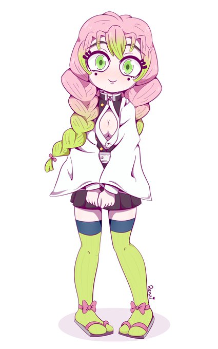 Kaos Douji 🍙さんがTwitterに投稿した甘露寺蜜璃(鬼滅の刃)のイラスト。