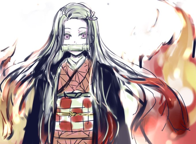 👻さんがTwitterに投稿した竈門禰豆子(鬼滅の刃)のイラスト。