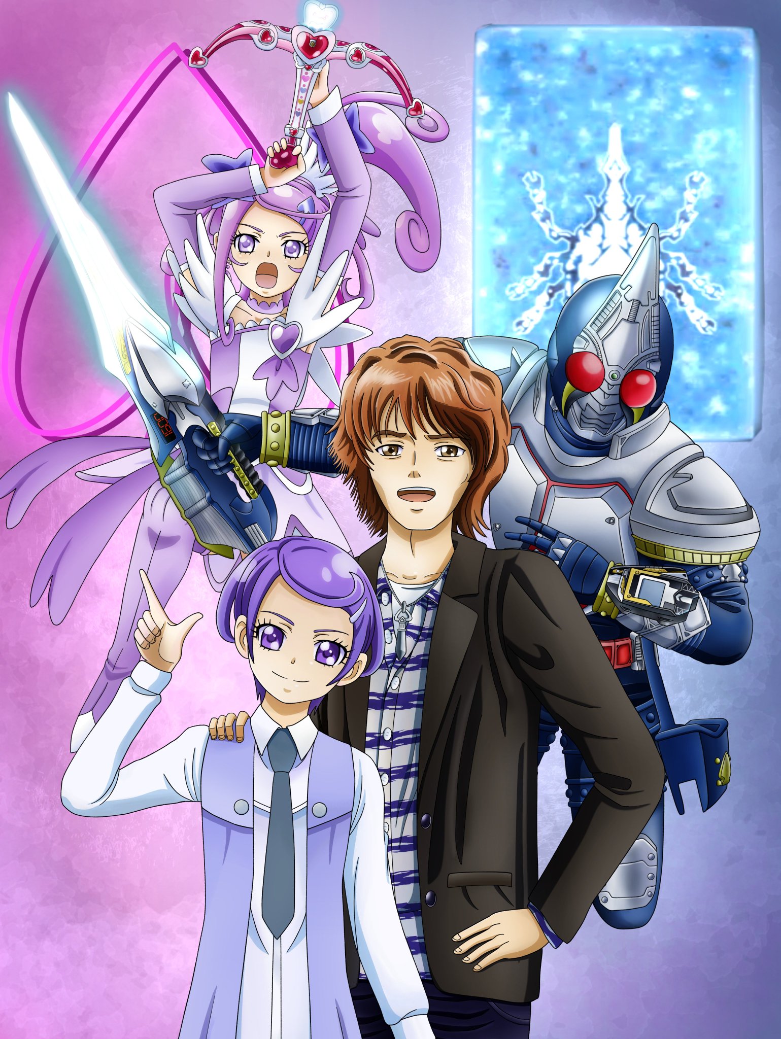 河井治部少忠順 椿チャンネル楽しみに見ています 仮面ライダー剣15周年 ドキドキプリキュア5周年を記念して 仮面ライダー剣 剣崎一真とキュアソード 剣崎真琴の絵をツイッターに送りました 椿隆之さんも宮本佳那子さんも共に歌手で活躍してますので