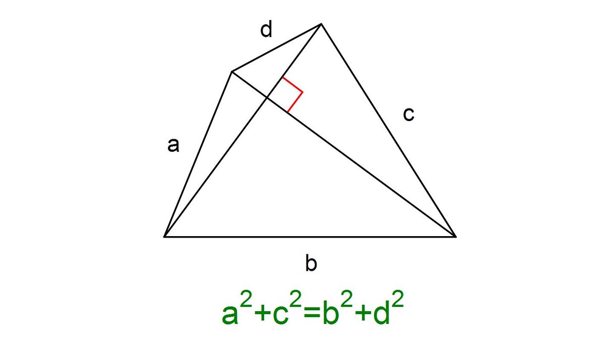 ポテト一郎 Sur Twitter 対角線の長さが等しく垂直に交わる四角形 辺の長さに次の関係があります